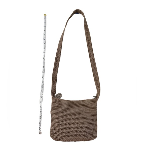 The Sak Crochet Shoulder Sling Bag‎ Y2K Textile Everyday Handbag Medium Brown - Picture 11 of 12